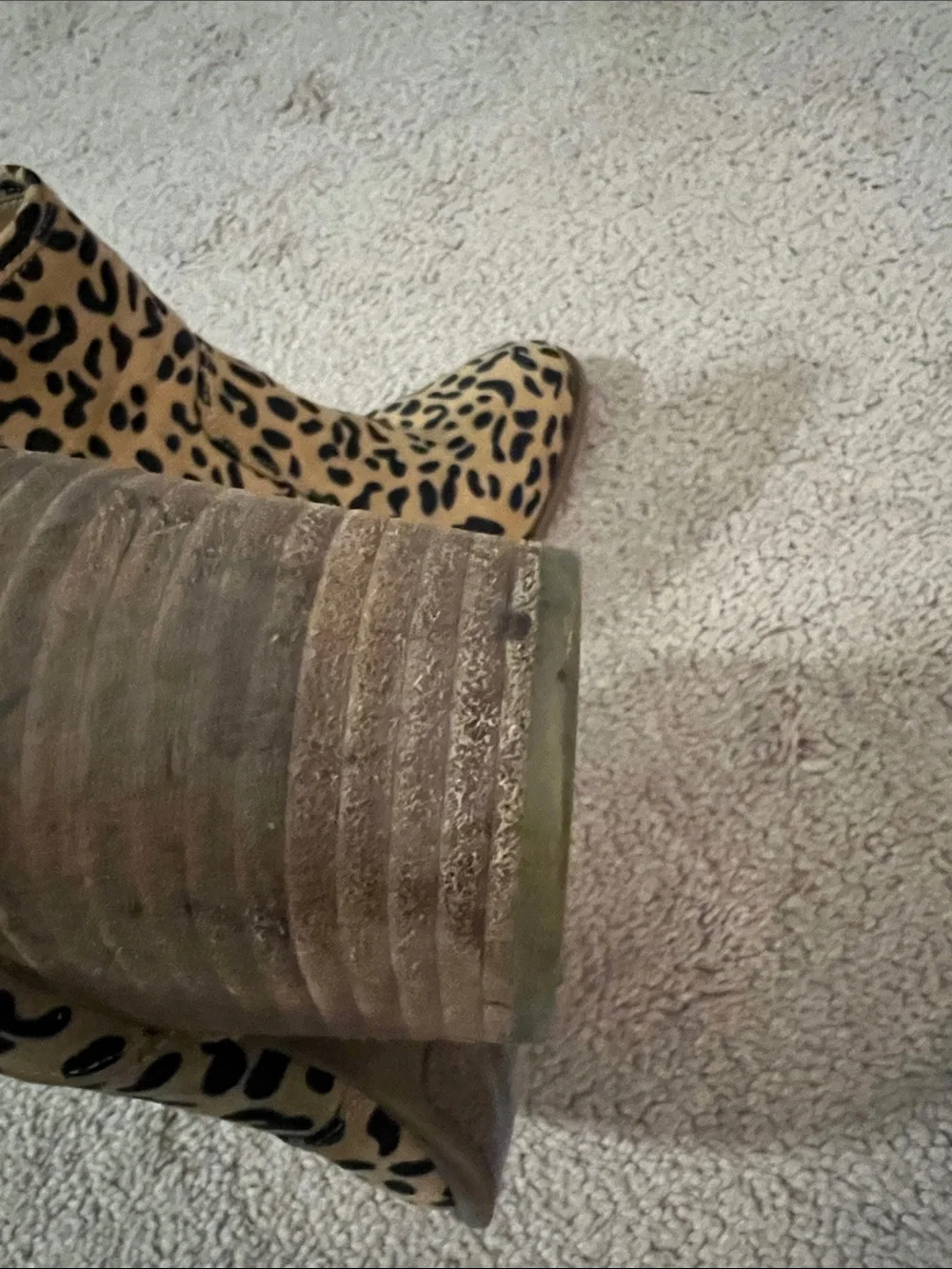 Carlos Santana Leopard Print Ankle Boots - Tan and Black
